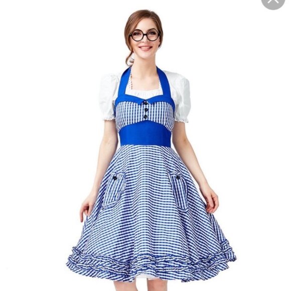 50s' 60s Summer Style - Dirndle German German Beer Maid Costume (REFER TO MEASUR - Picture 1 of 16